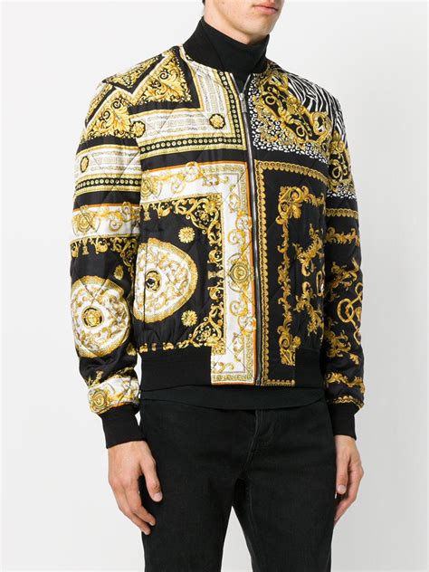 versace men black leather jackets on sale in new york|versace bomber jackets for men.